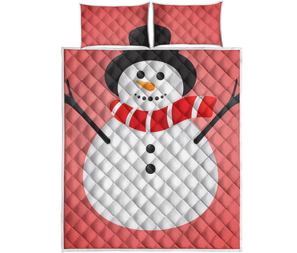 Cute Snowman Print Quilt Bed Set