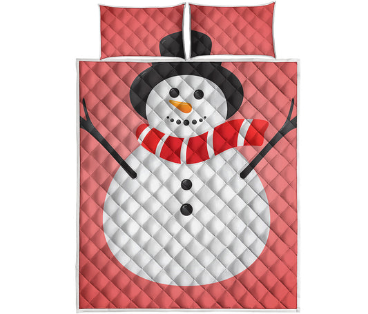 Cute Snowman Print Quilt Bed Set