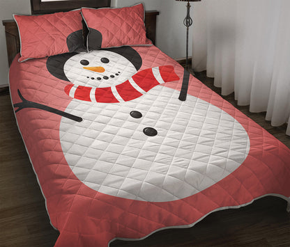 Cute Snowman Print Quilt Bed Set