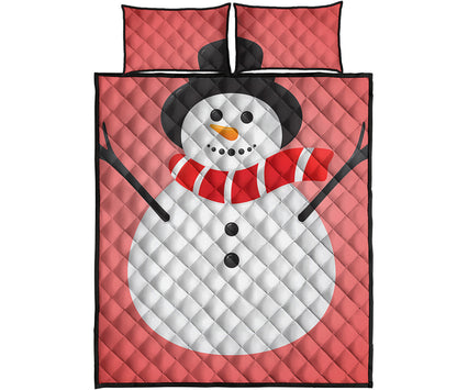 Cute Snowman Print Quilt Bed Set
