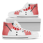 Cute Snowman Print White High Top Shoes