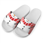 Cute Snowman Print White Slide Sandals