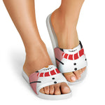 Cute Snowman Print White Slide Sandals