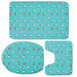 Cute Snowy Penguin Pattern Print 3 Piece Bath Mat Set