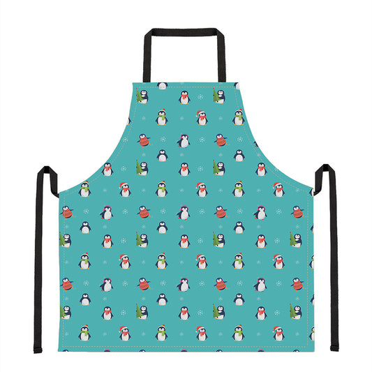 Cute Snowy Penguin Pattern Print Apron