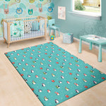 Cute Snowy Penguin Pattern Print Area Rug