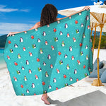 Cute Snowy Penguin Pattern Print Beach Sarong Wrap