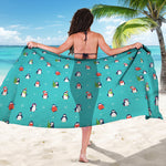 Cute Snowy Penguin Pattern Print Beach Sarong Wrap