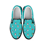 Cute Snowy Penguin Pattern Print Black Slip On Shoes