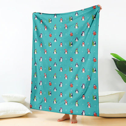 Cute Snowy Penguin Pattern Print Blanket