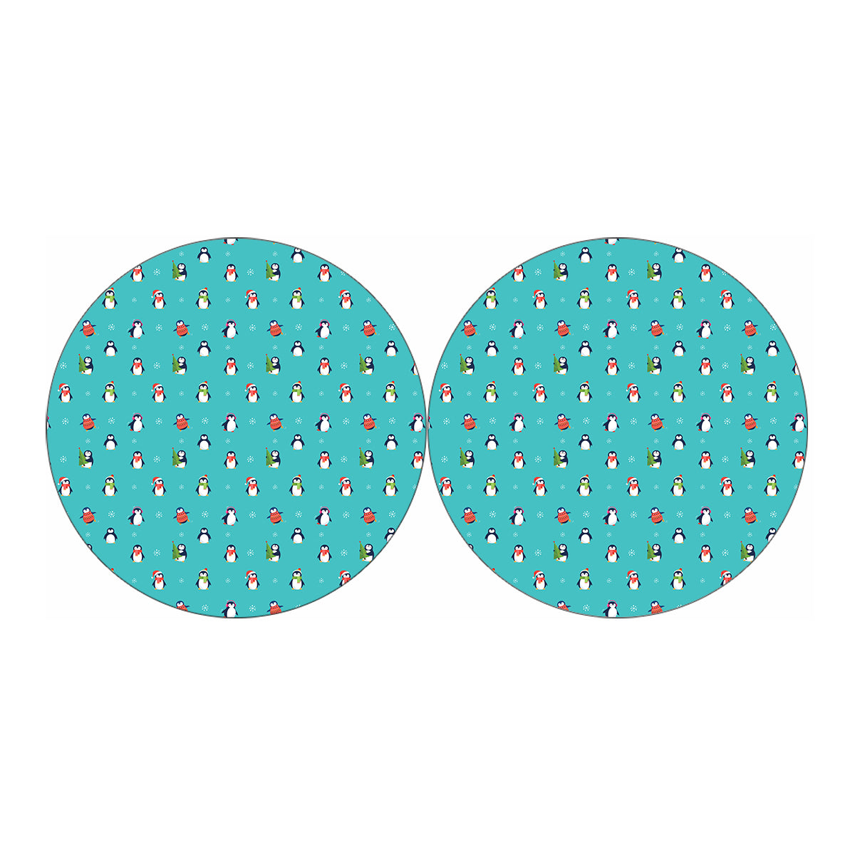 Cute Snowy Penguin Pattern Print Car Coasters