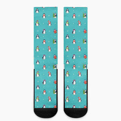 Cute Snowy Penguin Pattern Print Crew Socks