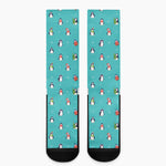 Cute Snowy Penguin Pattern Print Crew Socks