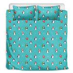 Cute Snowy Penguin Pattern Print Duvet Cover Bedding Set