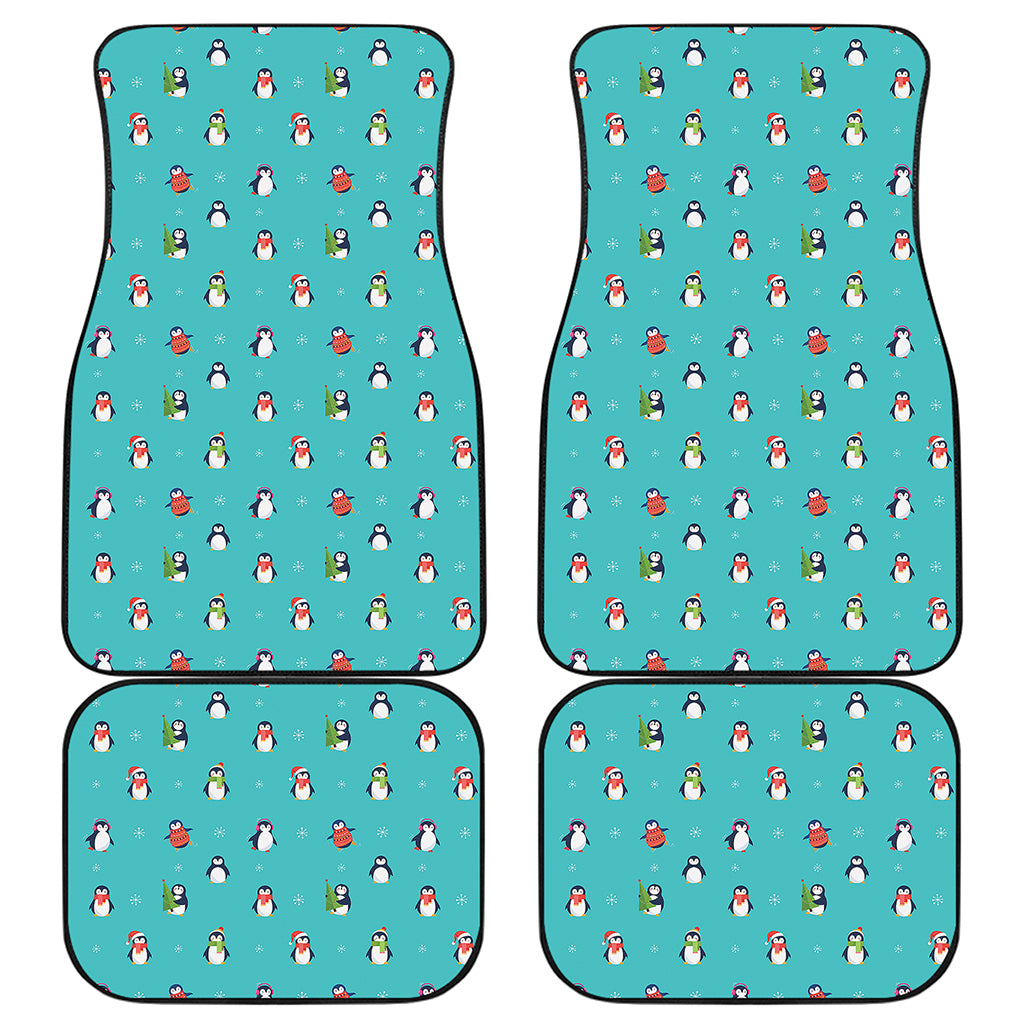 Cute Snowy Penguin Pattern Print Front and Back Car Floor Mats