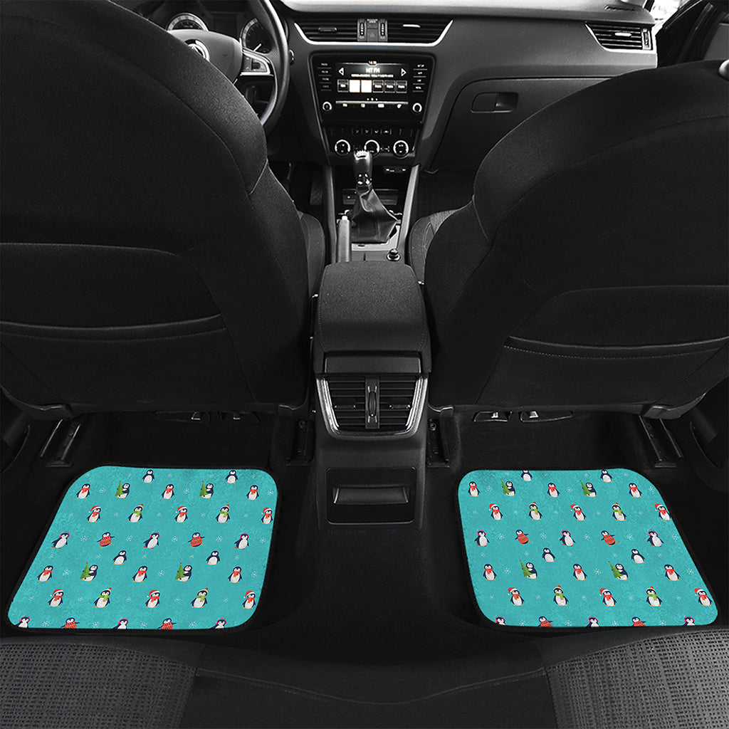 Cute Snowy Penguin Pattern Print Front and Back Car Floor Mats