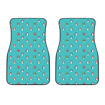Cute Snowy Penguin Pattern Print Front Car Floor Mats