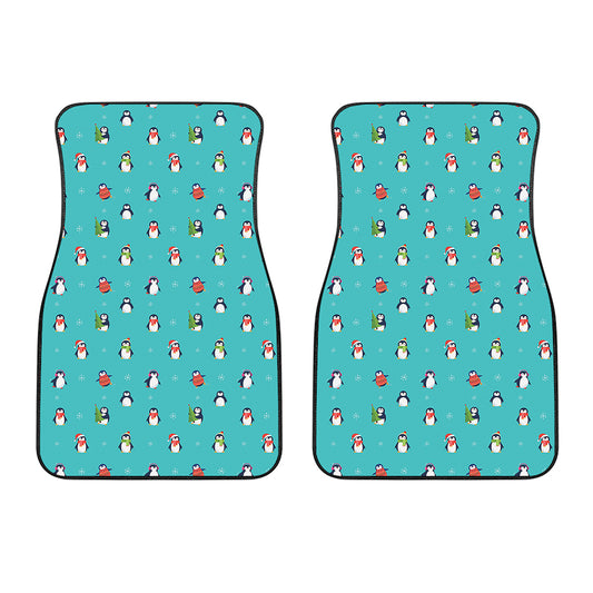 Cute Snowy Penguin Pattern Print Front Car Floor Mats