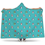Cute Snowy Penguin Pattern Print Hooded Blanket