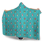 Cute Snowy Penguin Pattern Print Hooded Blanket
