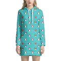 Cute Snowy Penguin Pattern Print Pullover Hoodie Dress