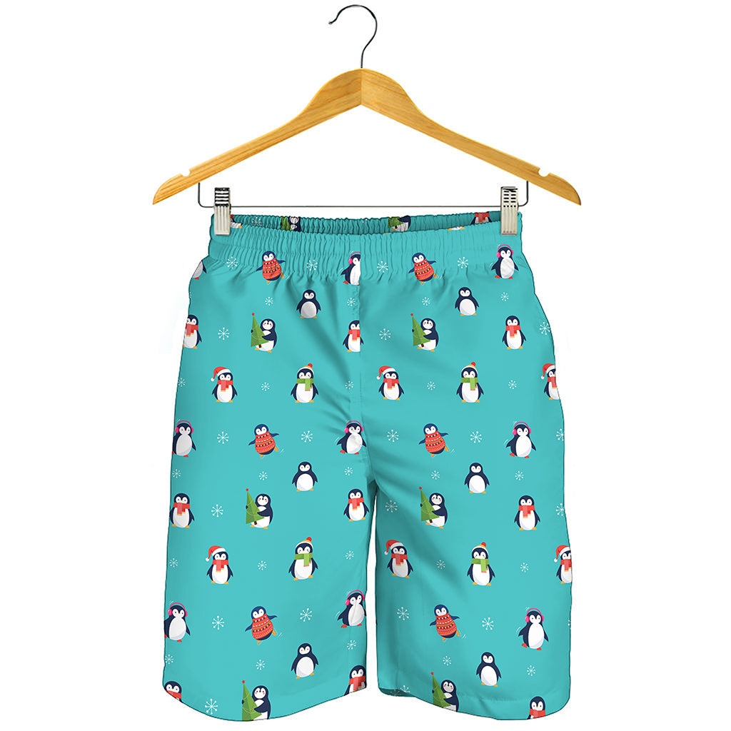 Cute Snowy Penguin Pattern Print Men's Shorts