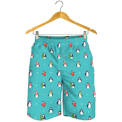 Cute Snowy Penguin Pattern Print Men's Shorts