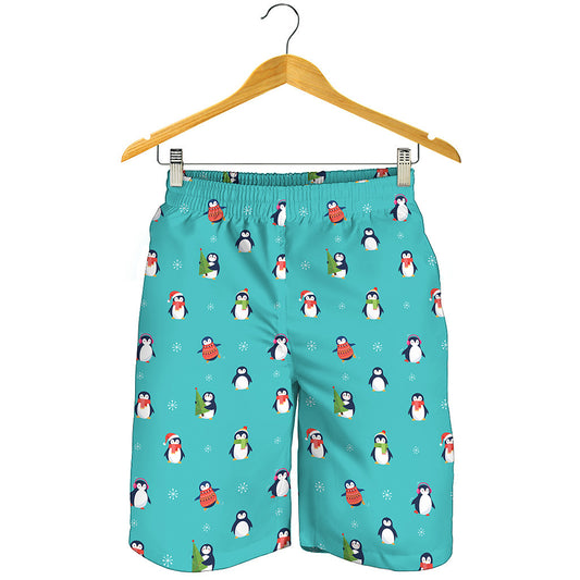 Cute Snowy Penguin Pattern Print Men's Shorts