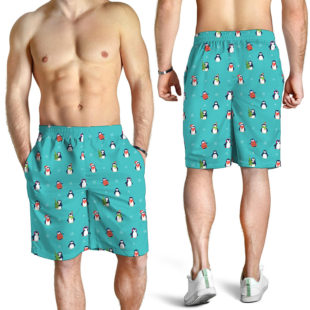 Cute Snowy Penguin Pattern Print Men's Shorts