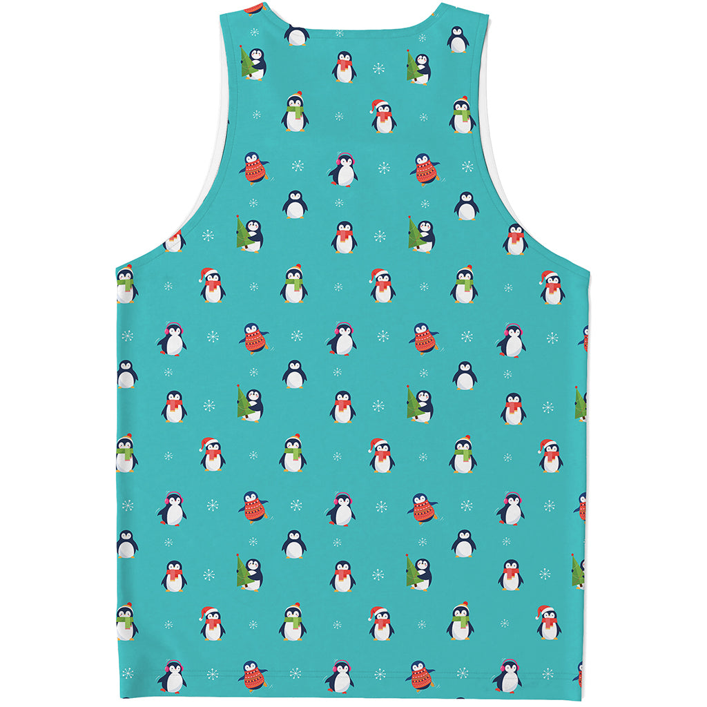 Cute Snowy Penguin Pattern Print Men's Tank Top