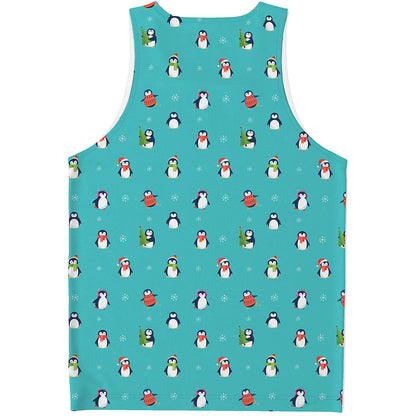 Cute Snowy Penguin Pattern Print Men's Tank Top