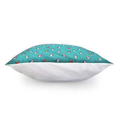 Cute Snowy Penguin Pattern Print Pillow Cover