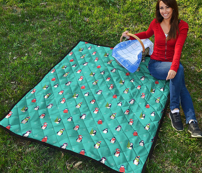 Cute Snowy Penguin Pattern Print Quilt