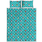 Cute Snowy Penguin Pattern Print Quilt Bed Set