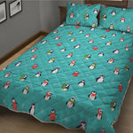 Cute Snowy Penguin Pattern Print Quilt Bed Set