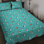 Cute Snowy Penguin Pattern Print Quilt Bed Set