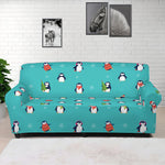 Cute Snowy Penguin Pattern Print Sofa Cover
