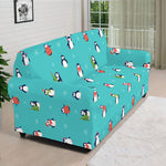 Cute Snowy Penguin Pattern Print Sofa Cover