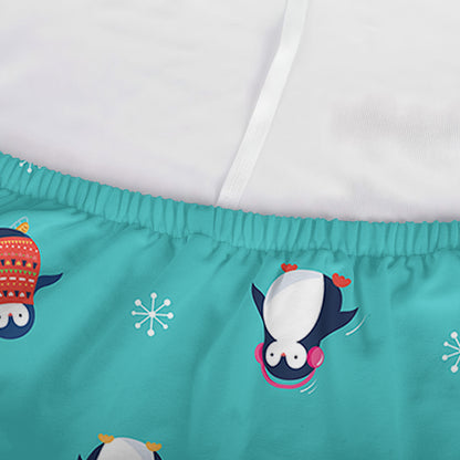 Cute Snowy Penguin Pattern Print Sofa Cover