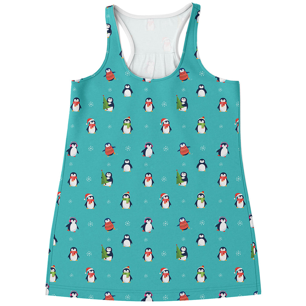 Cute Snowy Penguin Pattern Print Women's Racerback Tank Top