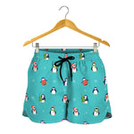 Cute Snowy Penguin Pattern Print Women's Shorts