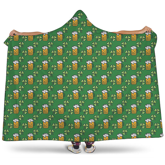 Cute St. Patrick's Day Pattern Print Hooded Blanket