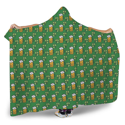 Cute St. Patrick's Day Pattern Print Hooded Blanket