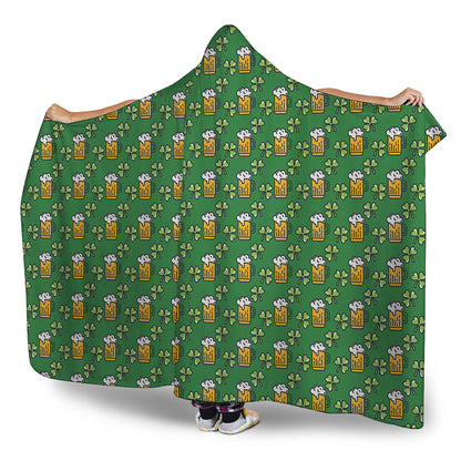 Cute St. Patrick's Day Pattern Print Hooded Blanket