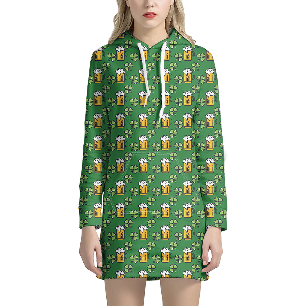 Cute St. Patrick's Day Pattern Print Hoodie Dress