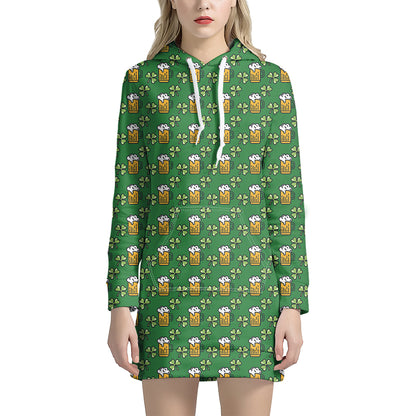 Cute St. Patrick's Day Pattern Print Hoodie Dress