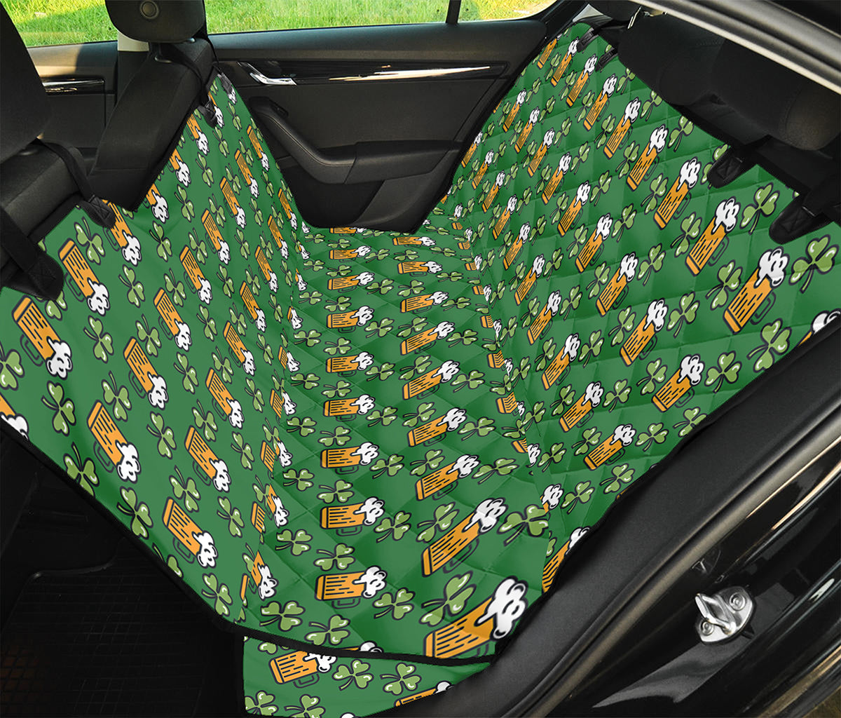 Cute St. Patrick's Day Pattern Print Pet Car Back Seat Cover