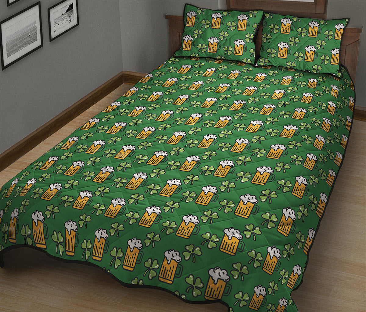 Cute St. Patrick's Day Pattern Print Quilt Bed Set