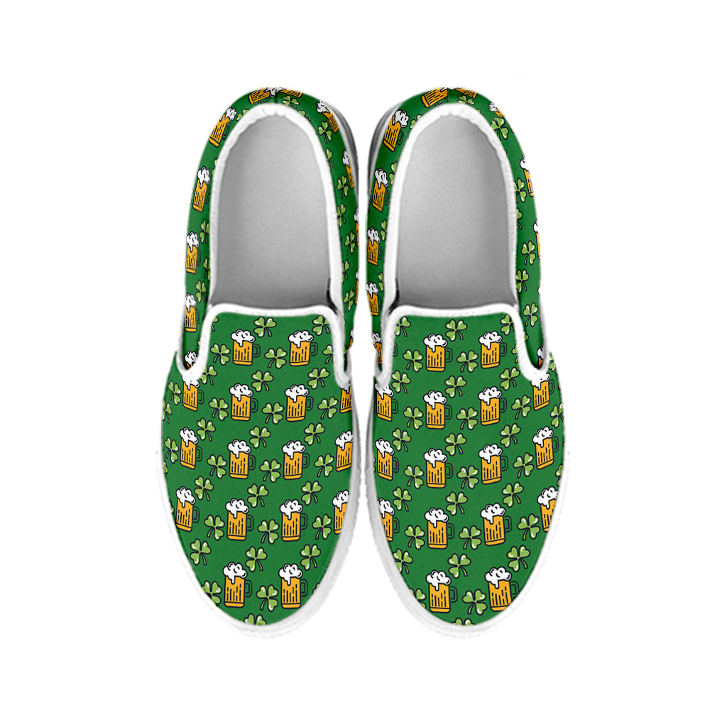 Cute St. Patrick's Day Pattern Print White Slip On Shoes
