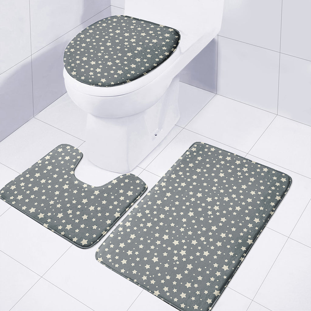Cute Star Pattern Print 3 Piece Bath Mat Set